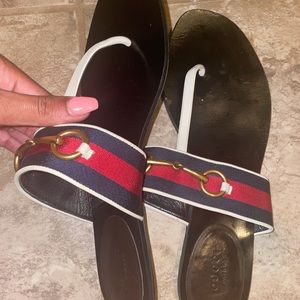 Red & Navy thing gucci sandals